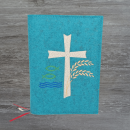 Wosadnikhülle in lagune meliert, Kreuz, Weizen, Fisch